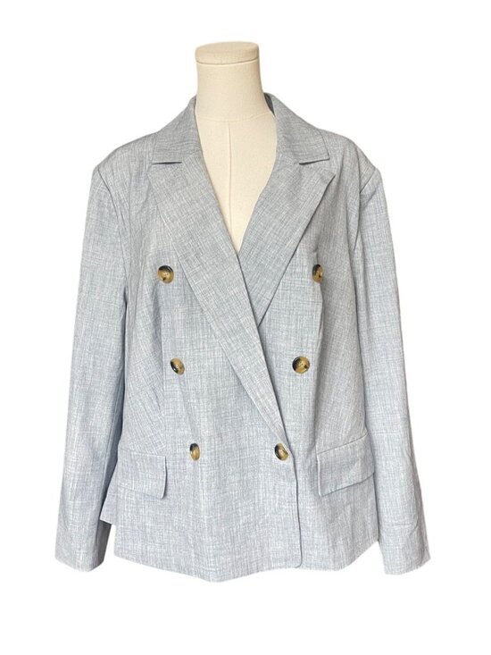 Venus Blue Double Breasted Jacket Blazer Size 20 NWT Career Preppy Business - Picture 1 of 9